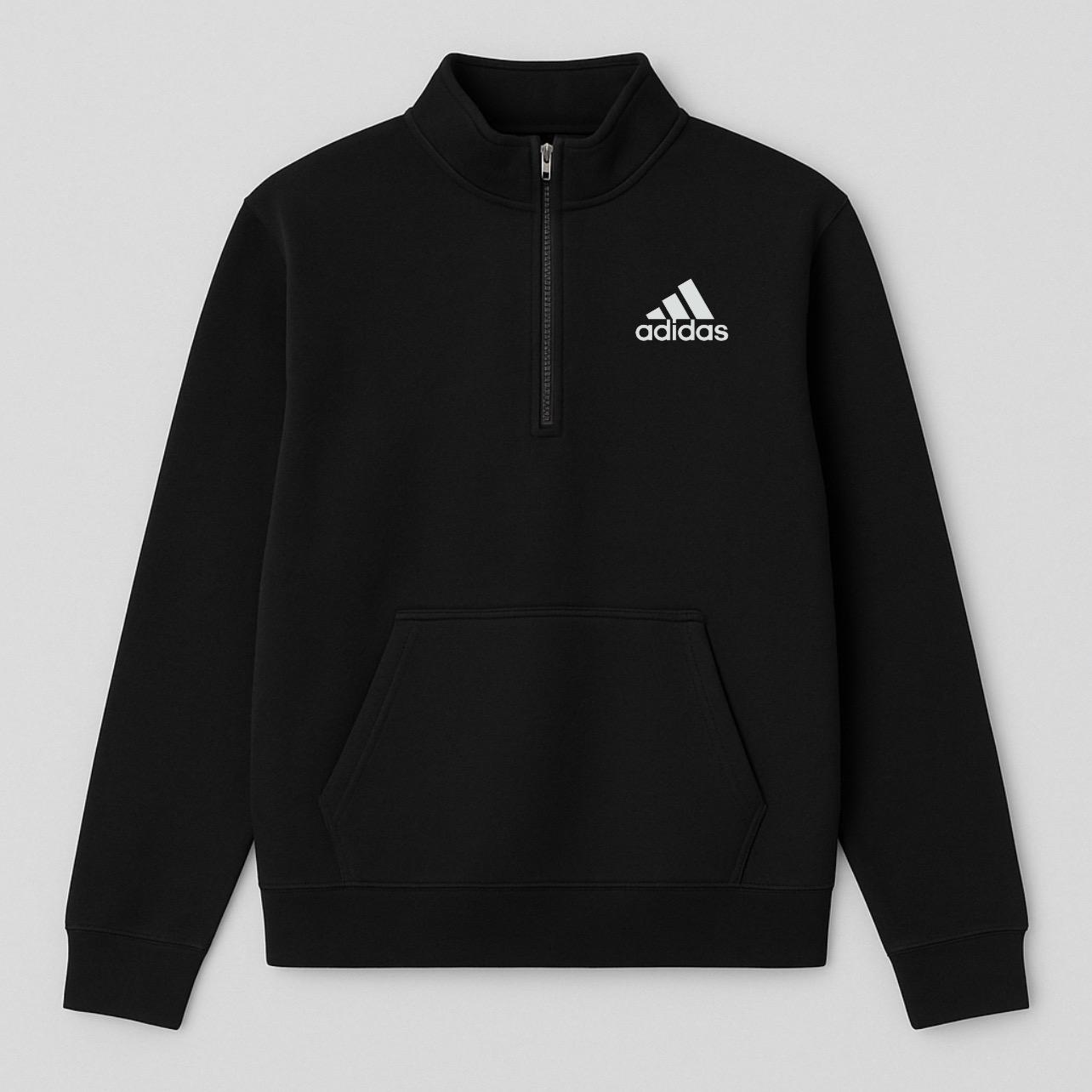 Buzo Adidas Medio Cierre Unisex Negro