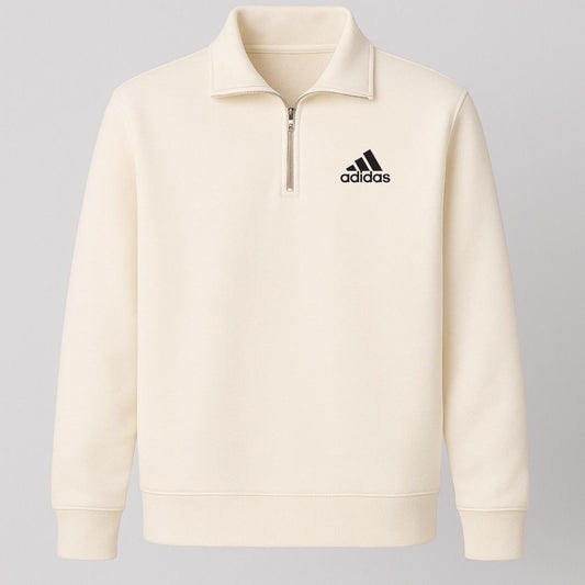 Buzo Adidas Medio Cierre Unisex Beige